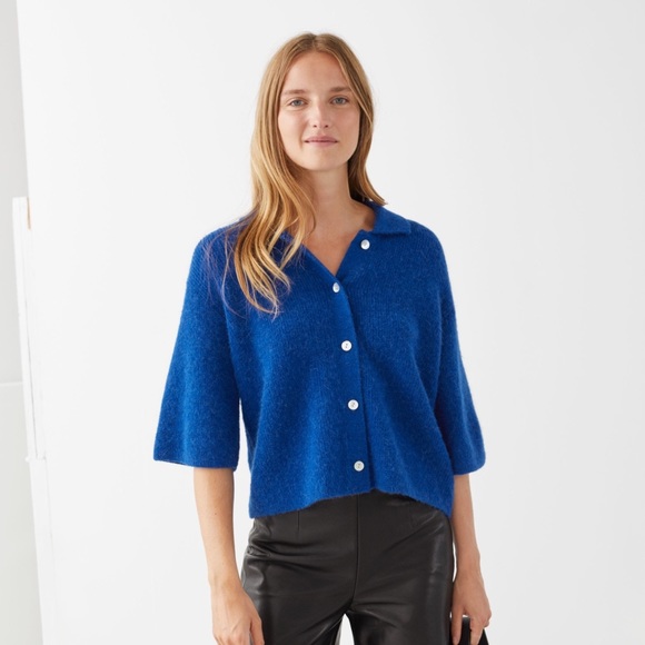 cropped wool alpaca blend cardigan